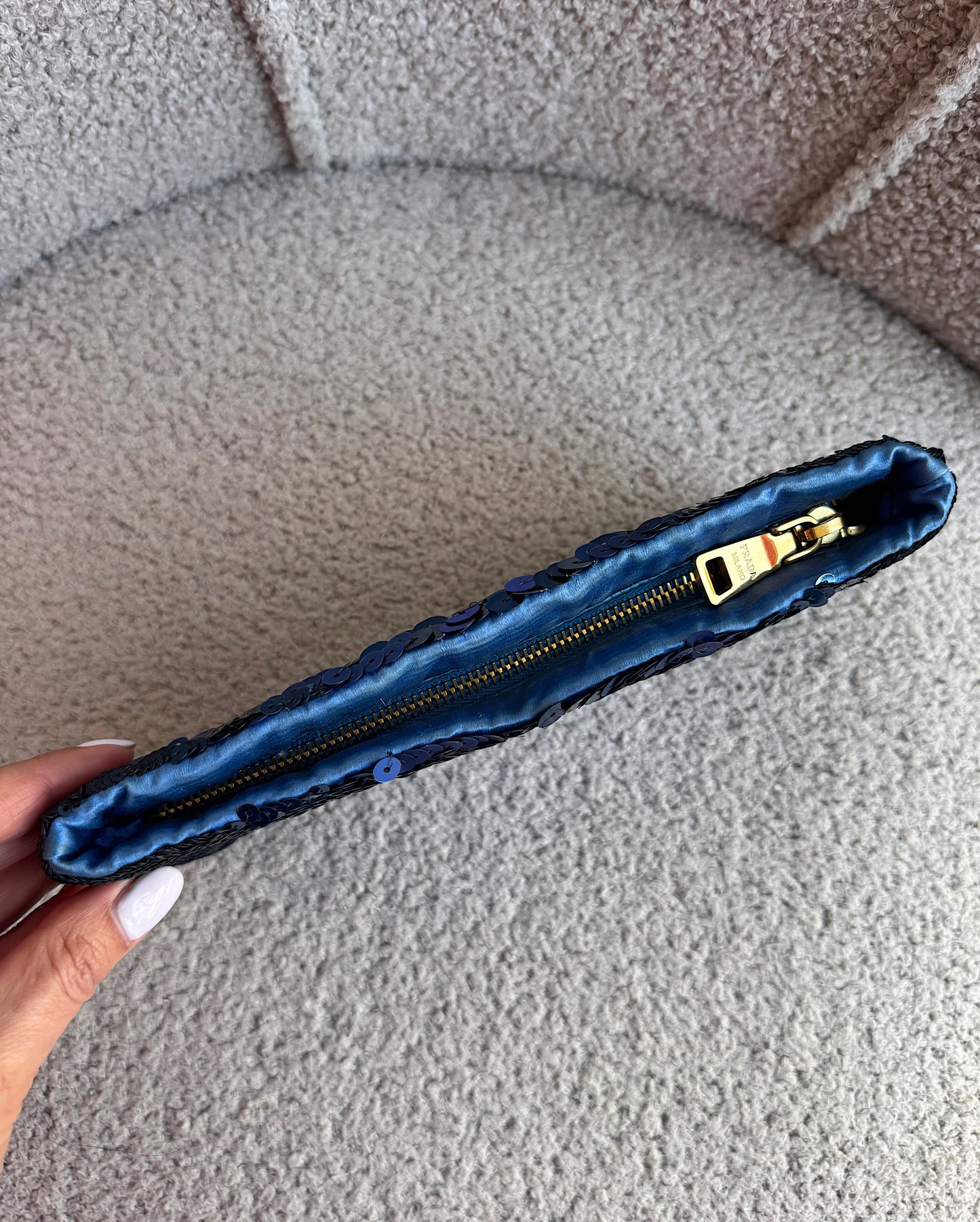 Prada Blue Sequin Clutch