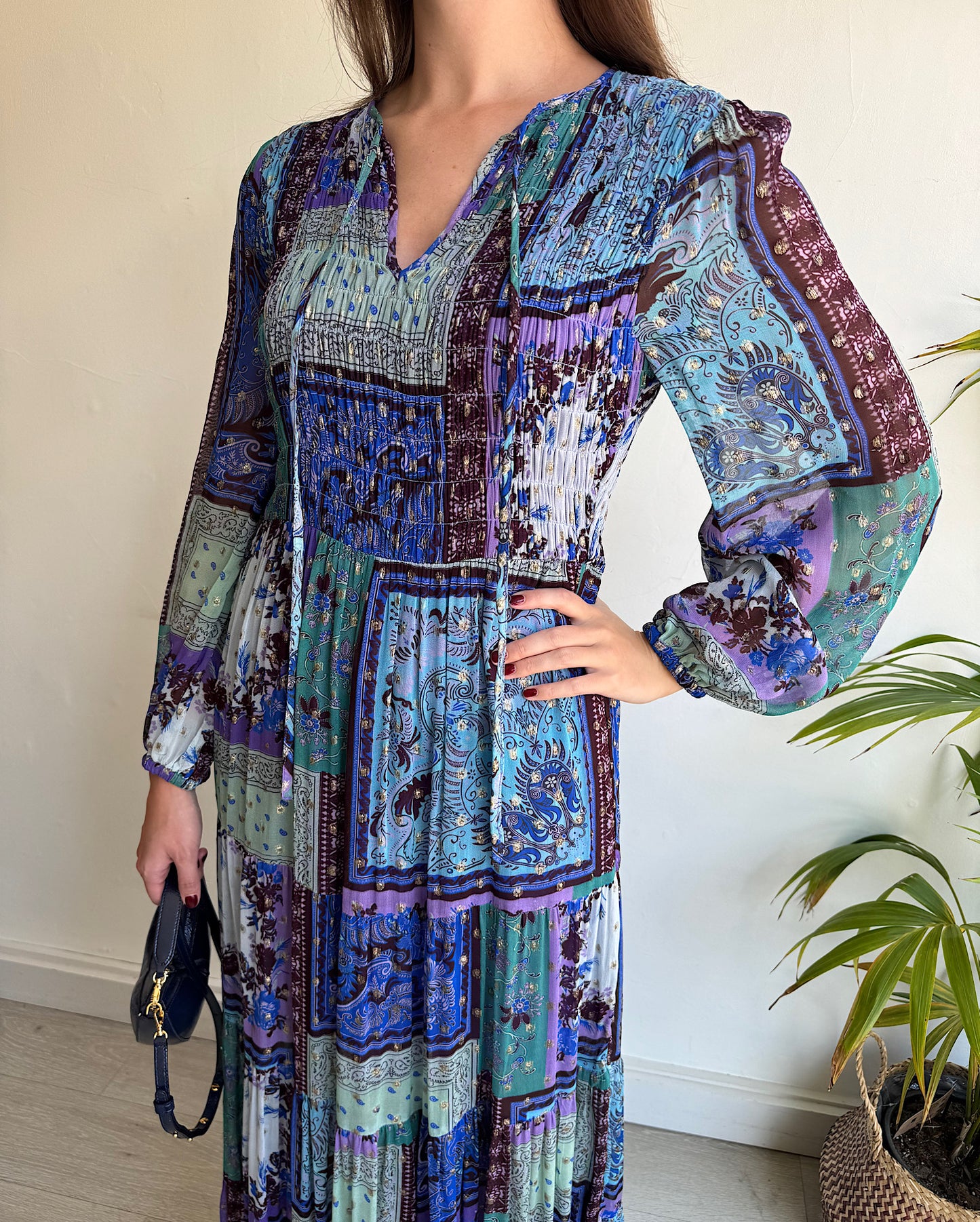 Patterned Lurex Dress ~ Size XS