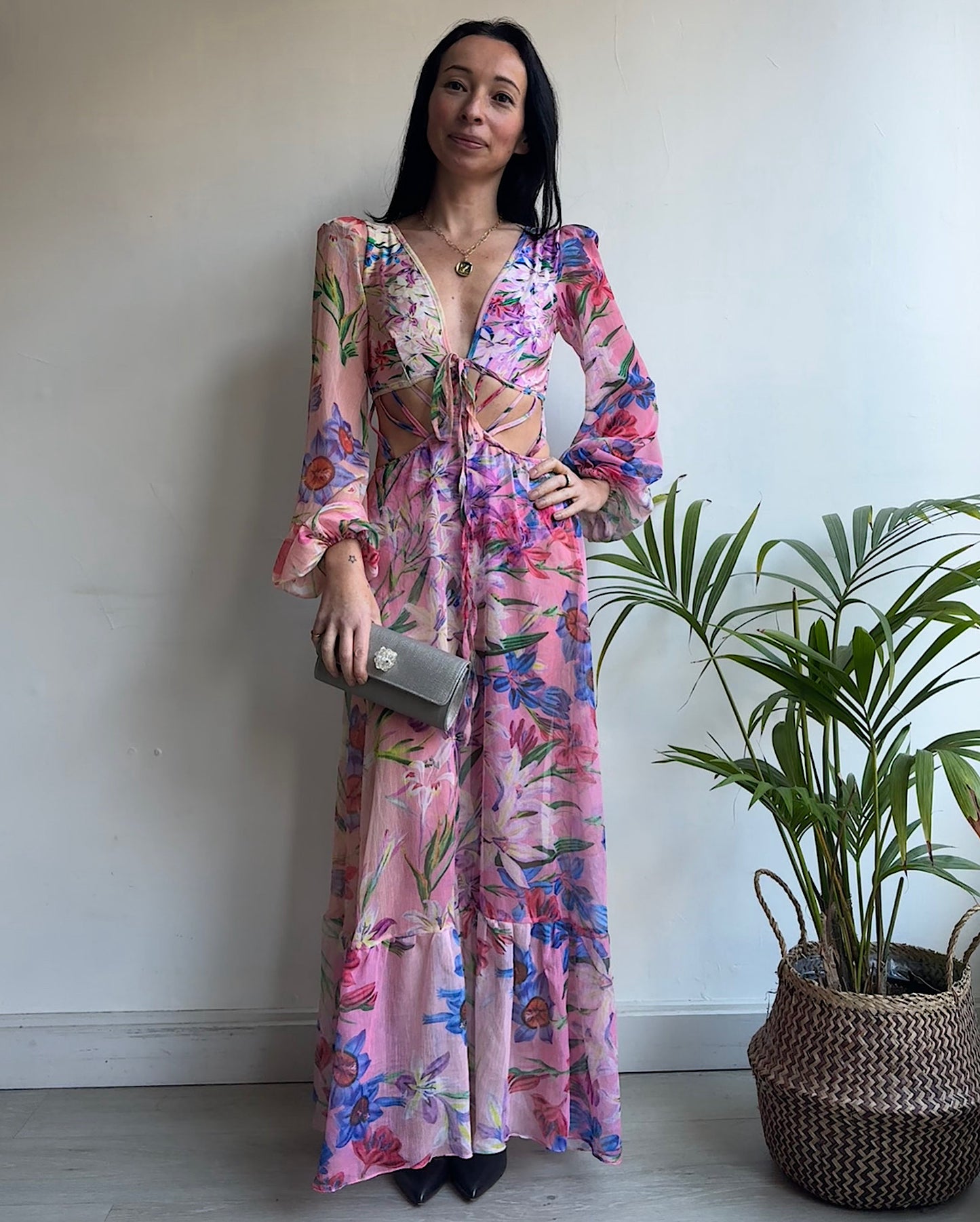 Floral Silk Dress ~ Size 8