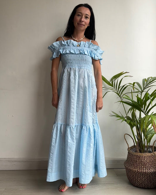 Blue Ruffle Dress ~ Size 8