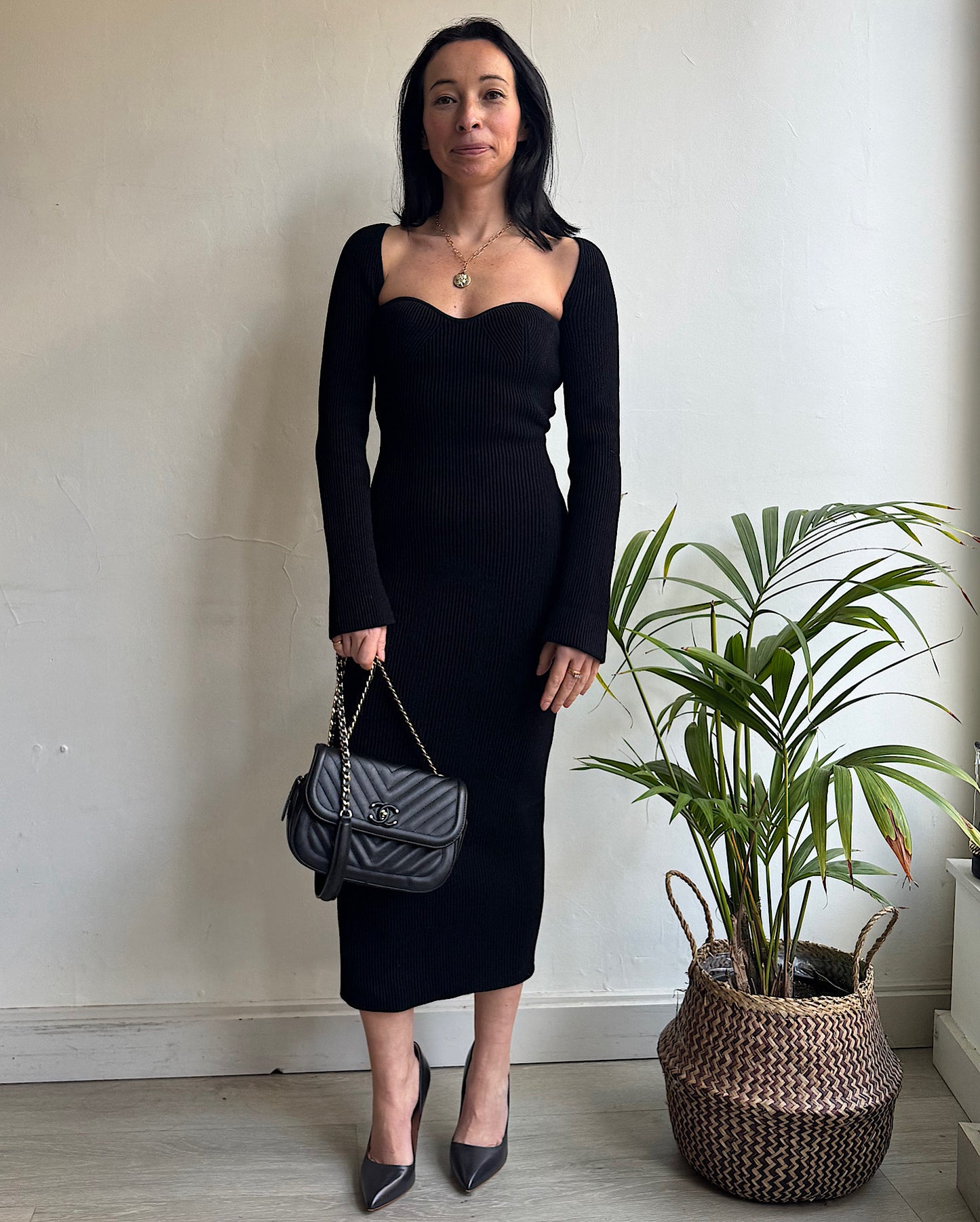 Beth Ribbed Knit Midi Dress ~ Size S