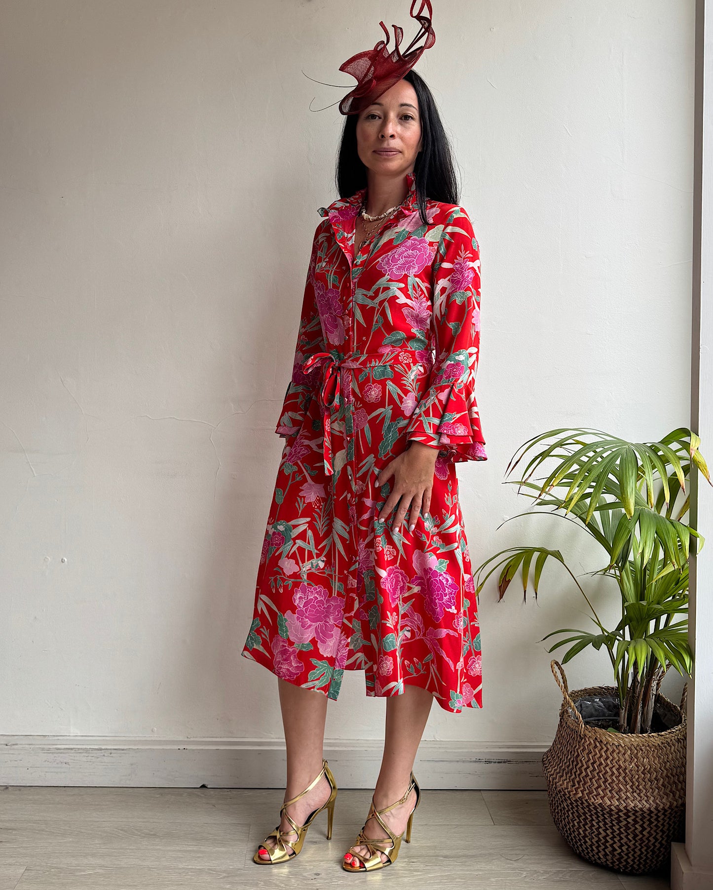 Beulah Red Silk Dress ~ Size 8