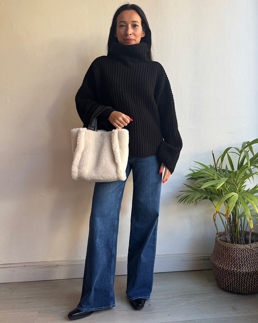 Joseph Black Ribbed Roll Neck ~ Size S