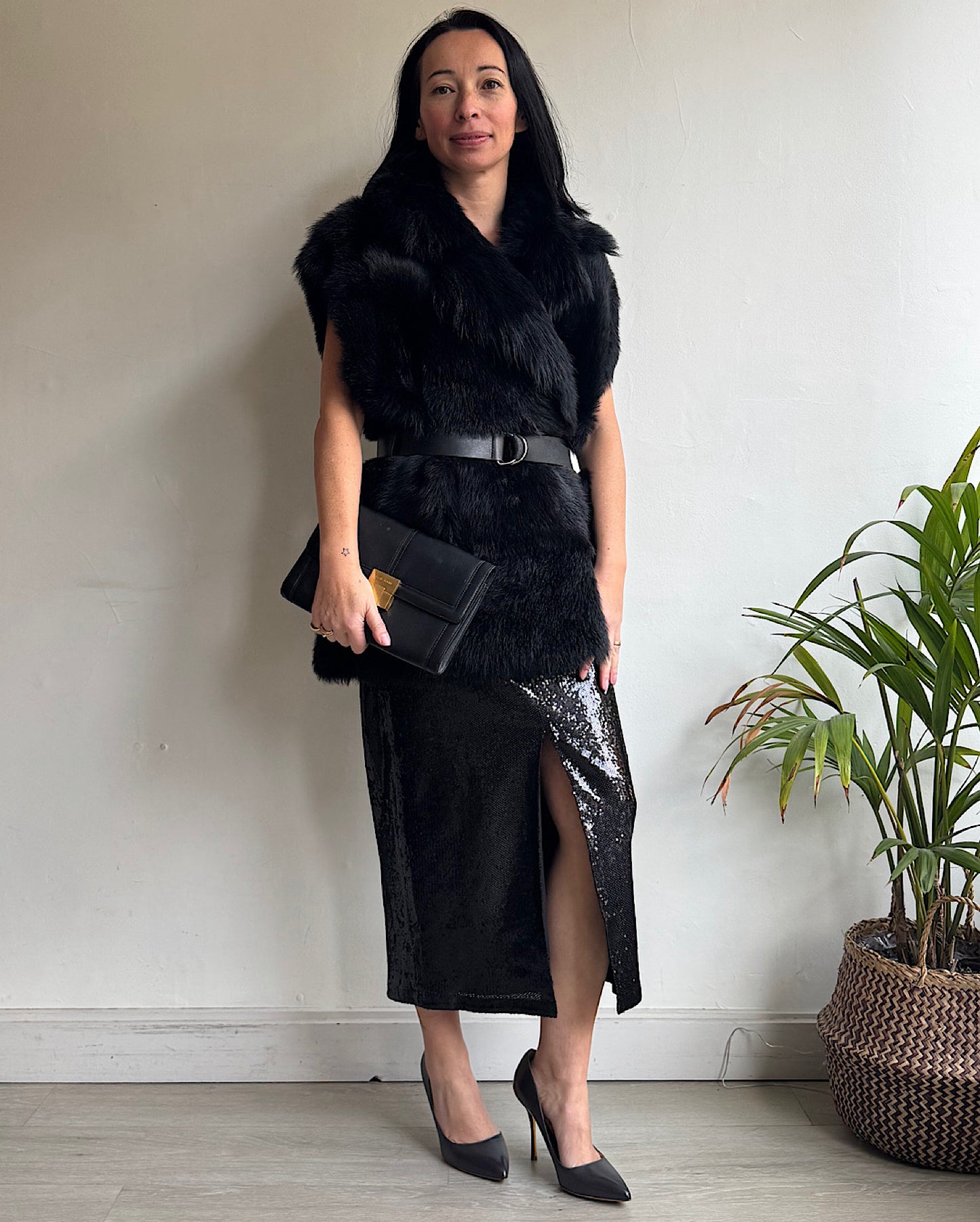 Black Shearling Gilet ~ Size 12