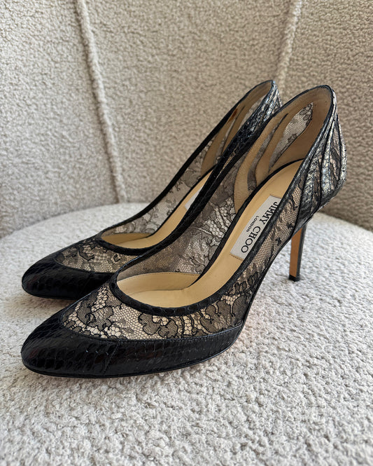 Snakeskin & Lace Heels ~ Size 7.5