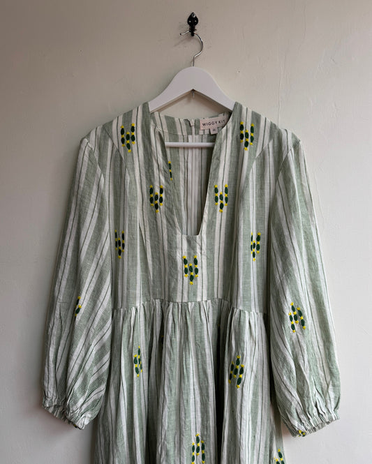 Patterned Linen Dress ~ Size M
