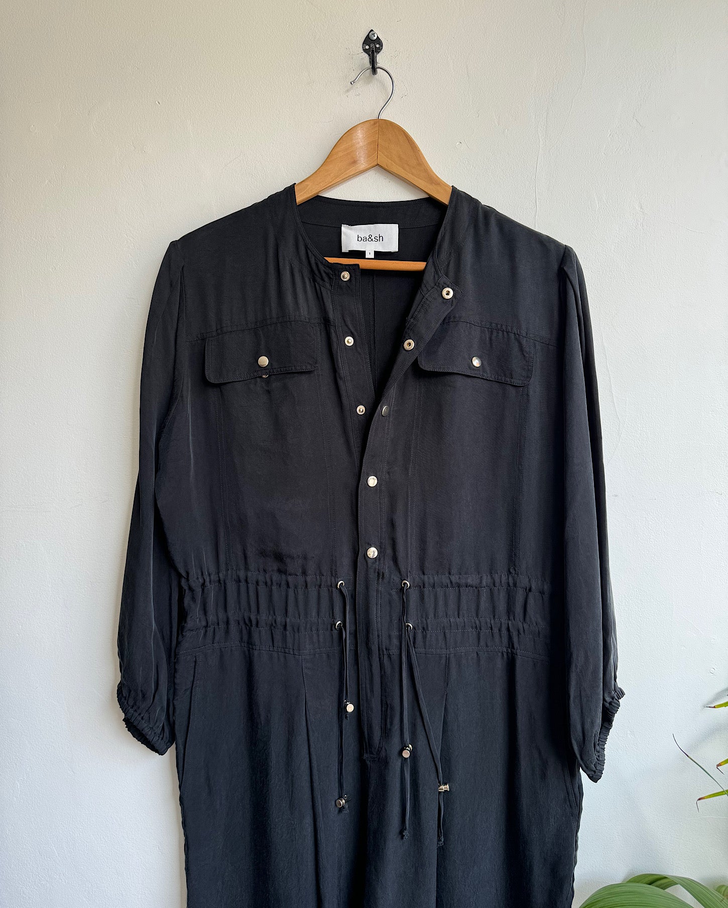 Black Bash Jumpsuit ~ Size S close up of buttons