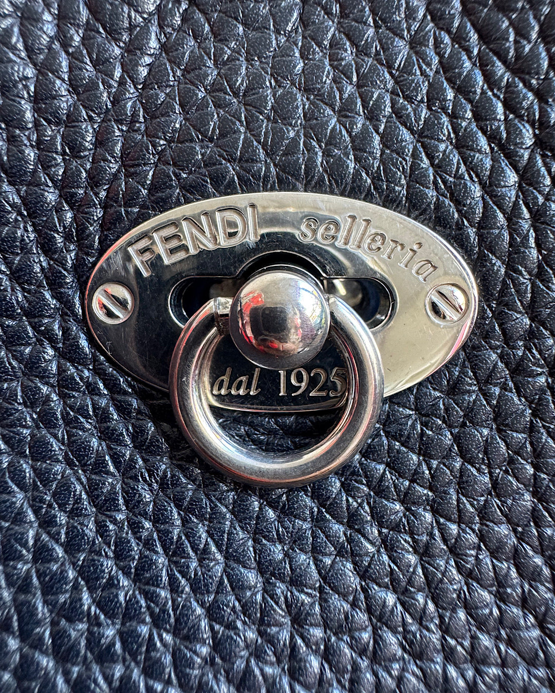 Fendi Black Grained Leather Tote