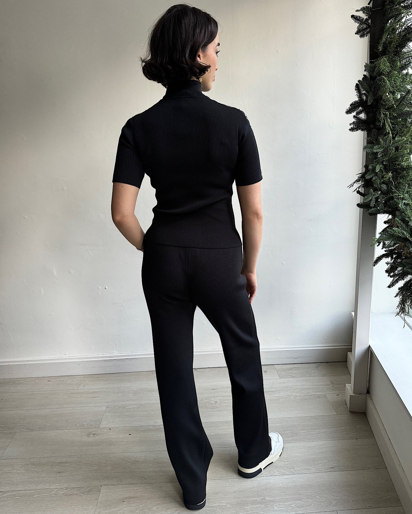 Black Ribbed Trousers ~ Size 10