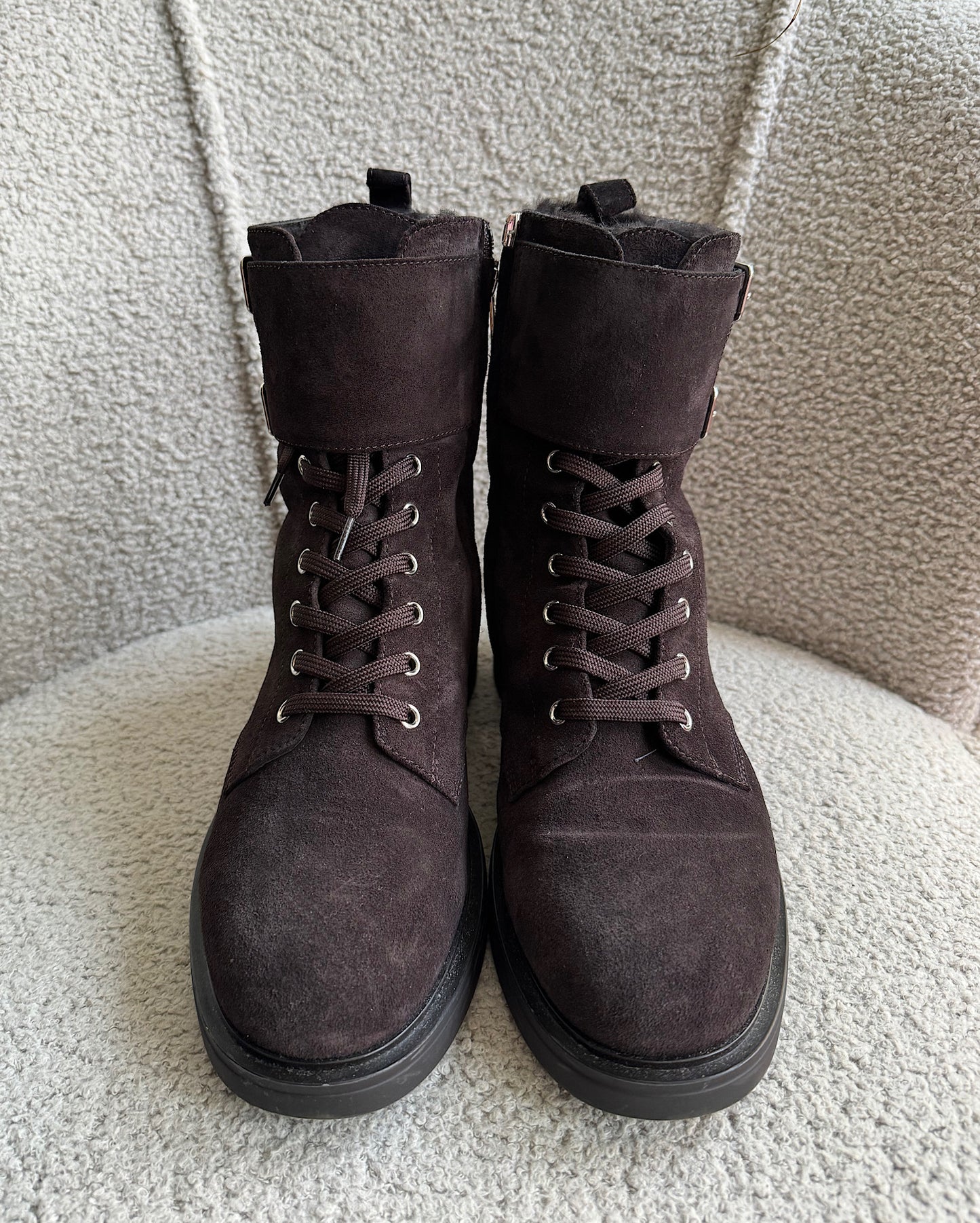 Brown Suede Shearling Lined Boots ~ Size 6.5