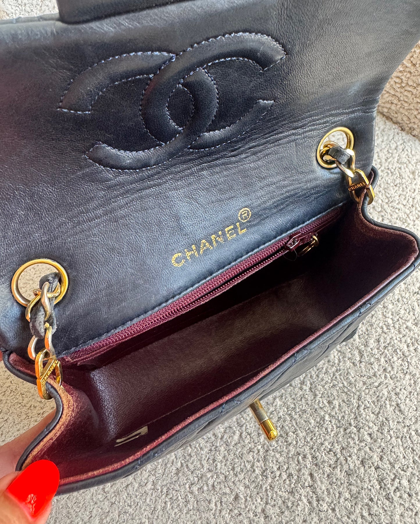 Chanel Navy Square Classic Flap Bag