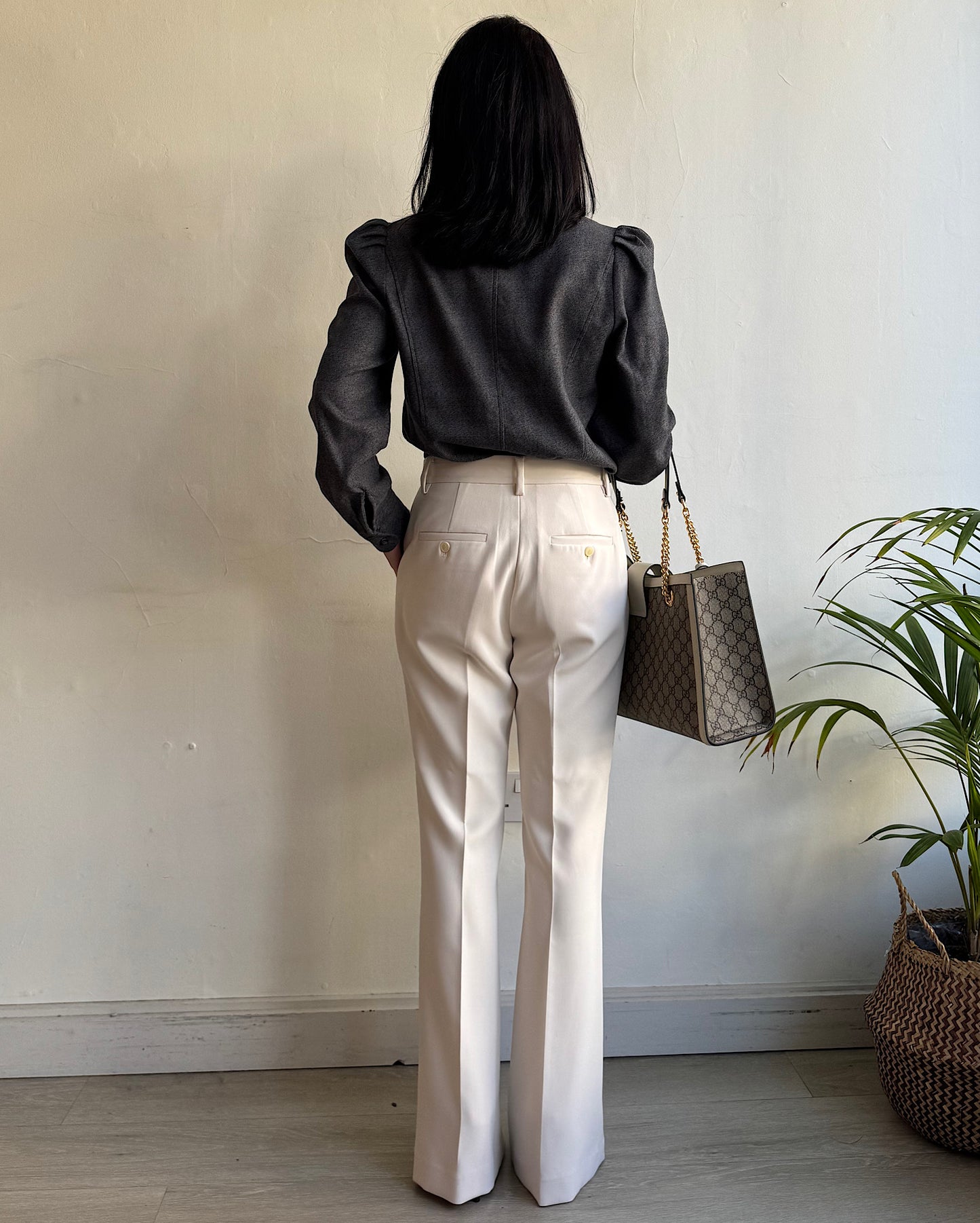 Grey Ruffle Blouse ~ Size 12