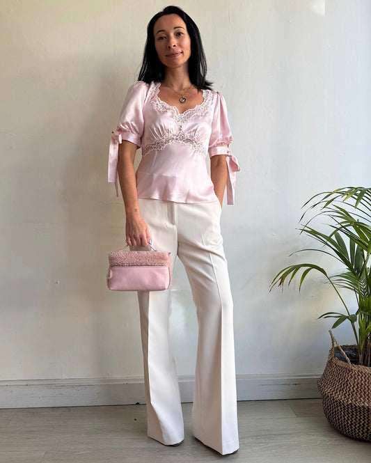 Pink Silk Lace Top ~ Size 8