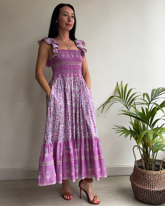 Blockprint Midi Dress ~ Size S