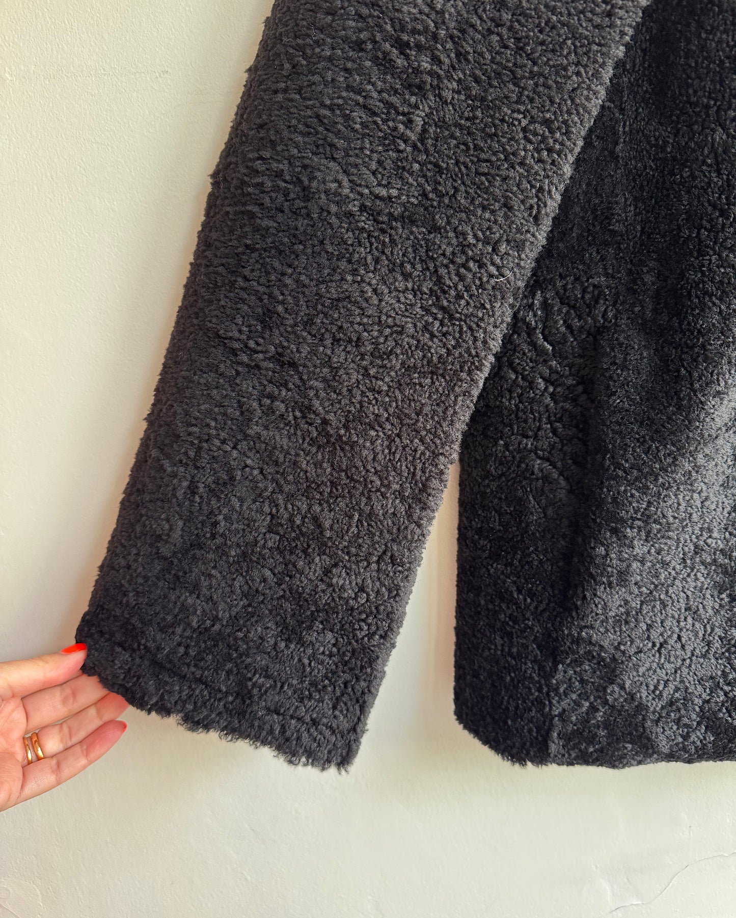 Black Shearling Jacket ~ Size 8