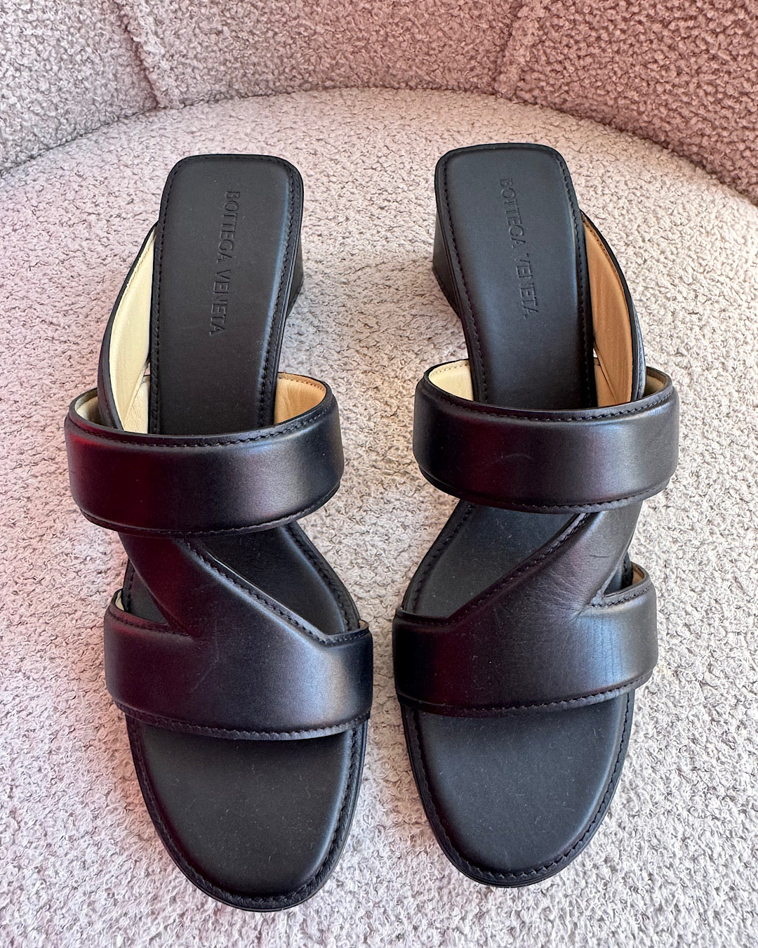 Bottega Veneta Black Leather Heeled Sandals ~ Size 5.5