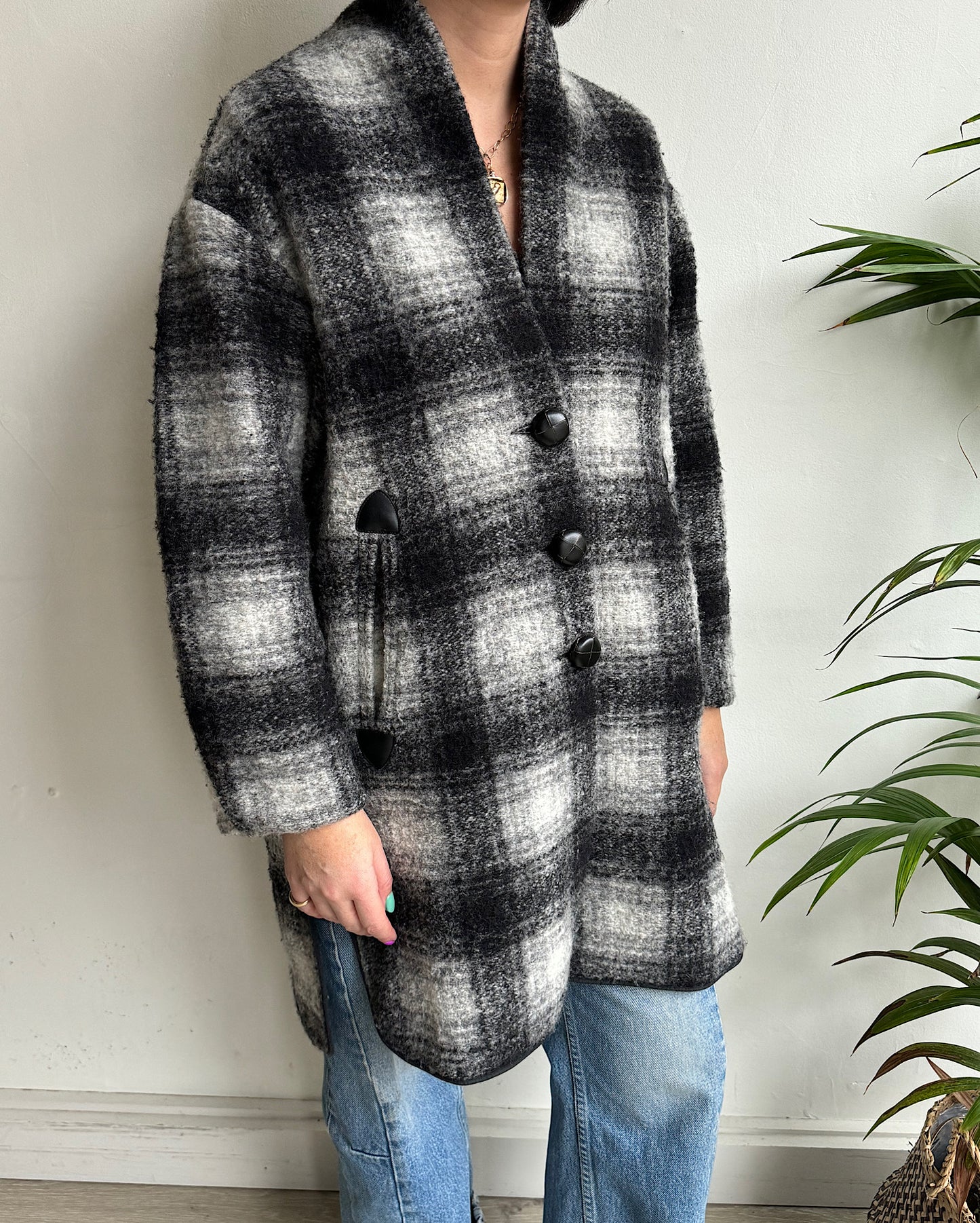 Grey Check Shacket ~ Oversized 8/10