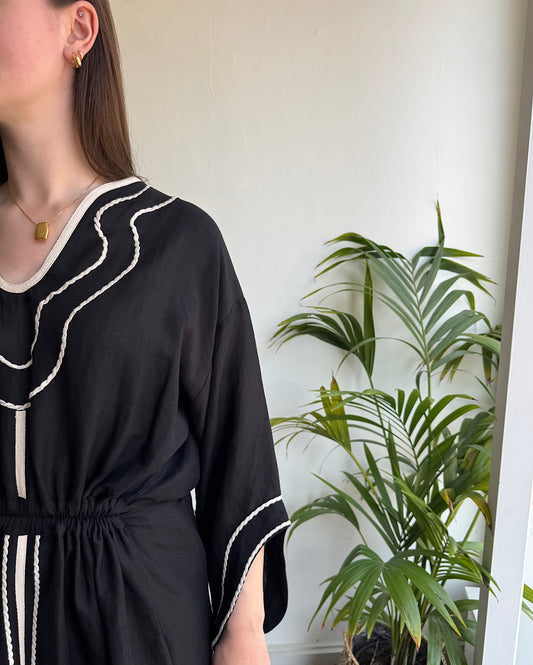 SALE Black Linen Dress ~ Size L