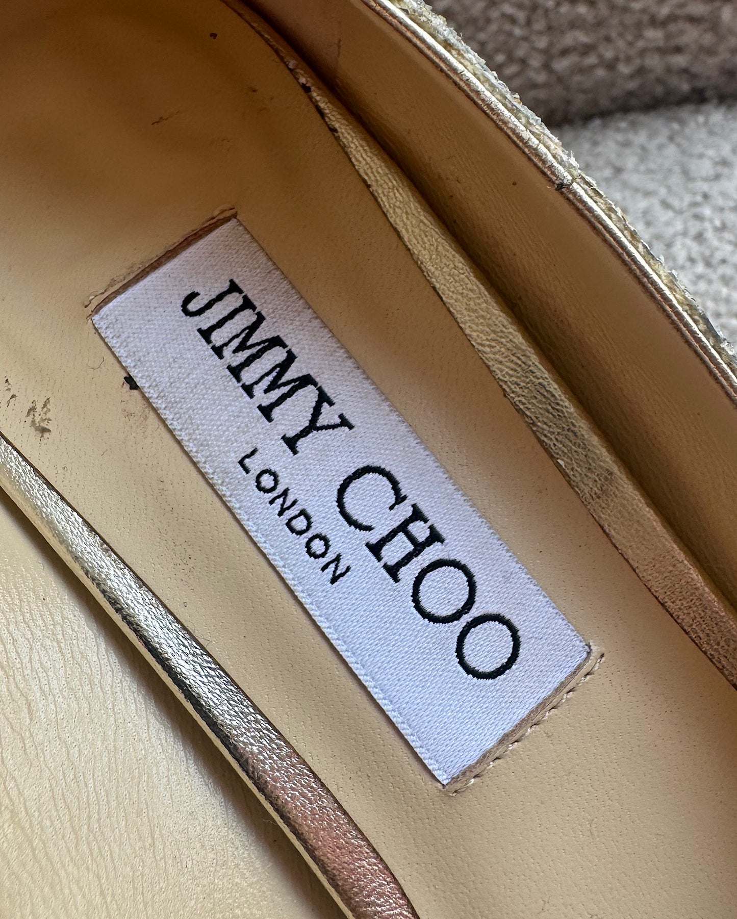 Jimmy Choo Silver Glittery Heels ~ Size 8