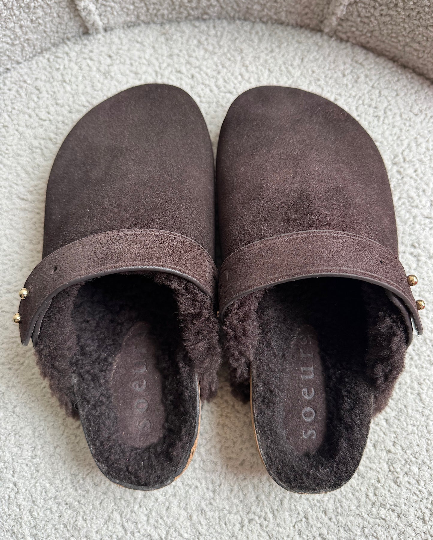 Brown Shearling Sleep Clogs ~ Size 4