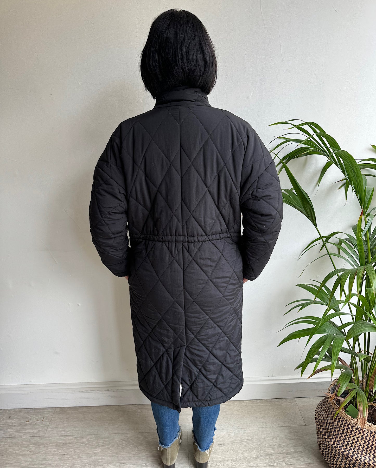 Black Bash Quilted Coat ~ Size XS  rear view