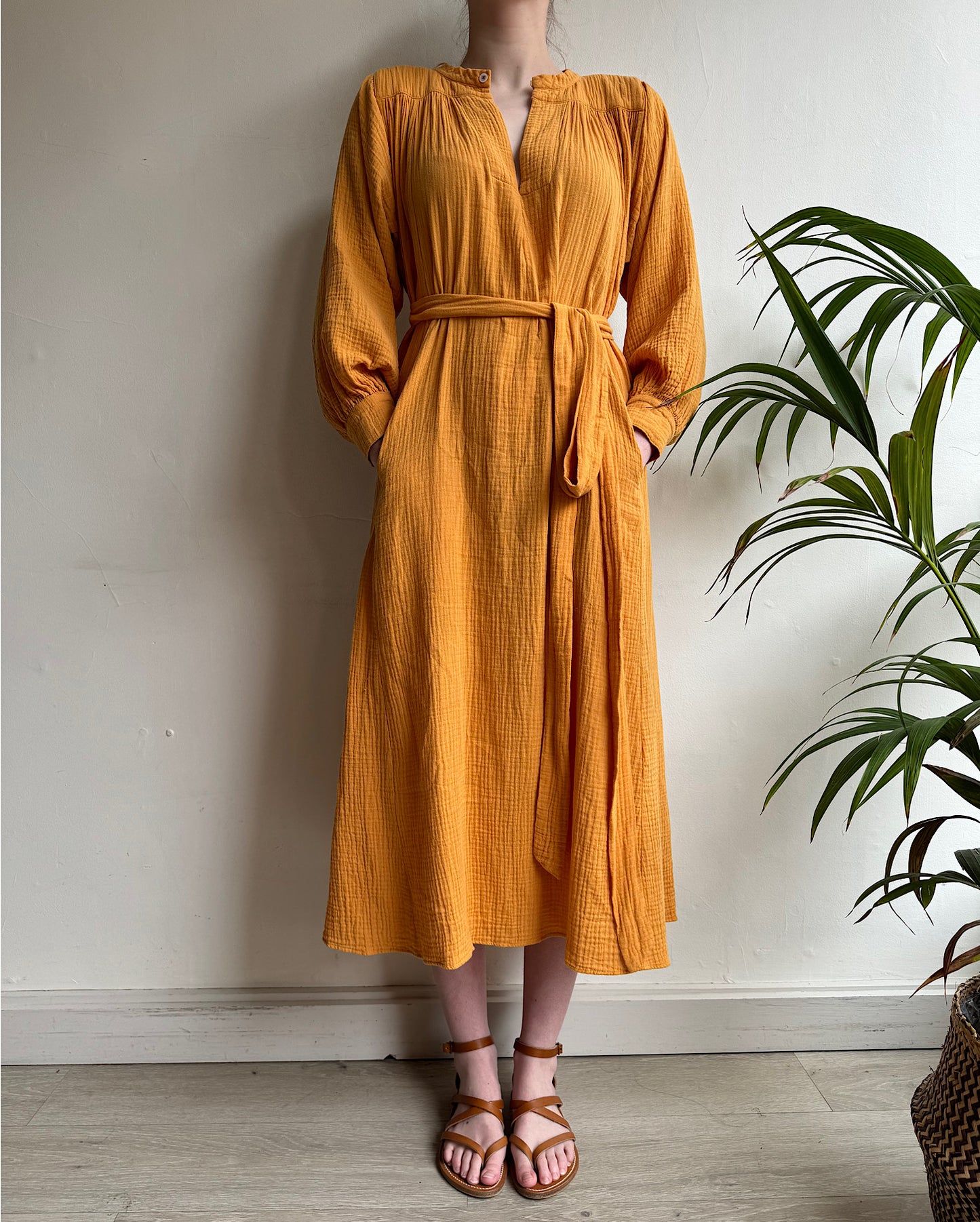 SALE Yellow Cheesecloth Dress ~ Size S