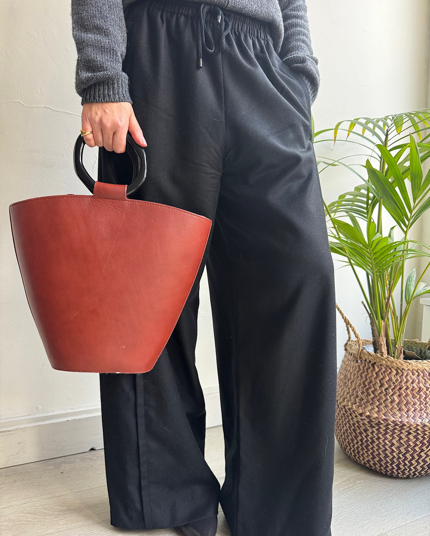 Black Wool Palazzo Trousers ~ Size M