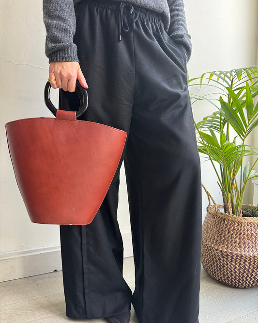 Black Wool Palazzo Trousers ~ Size M