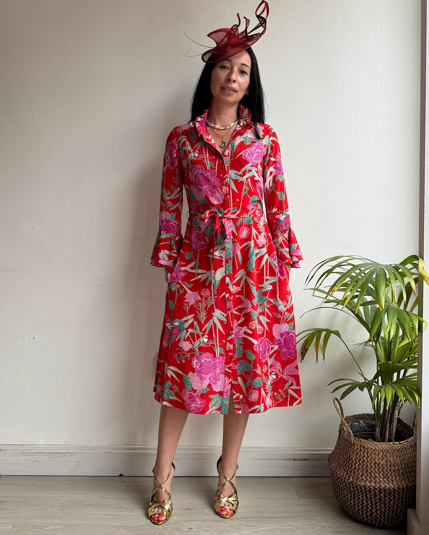 Beulah Red Silk Dress ~ Size 8