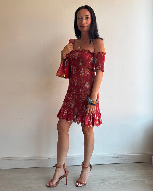 Zimmermann Red Floral Mini Dress ~ Size 8