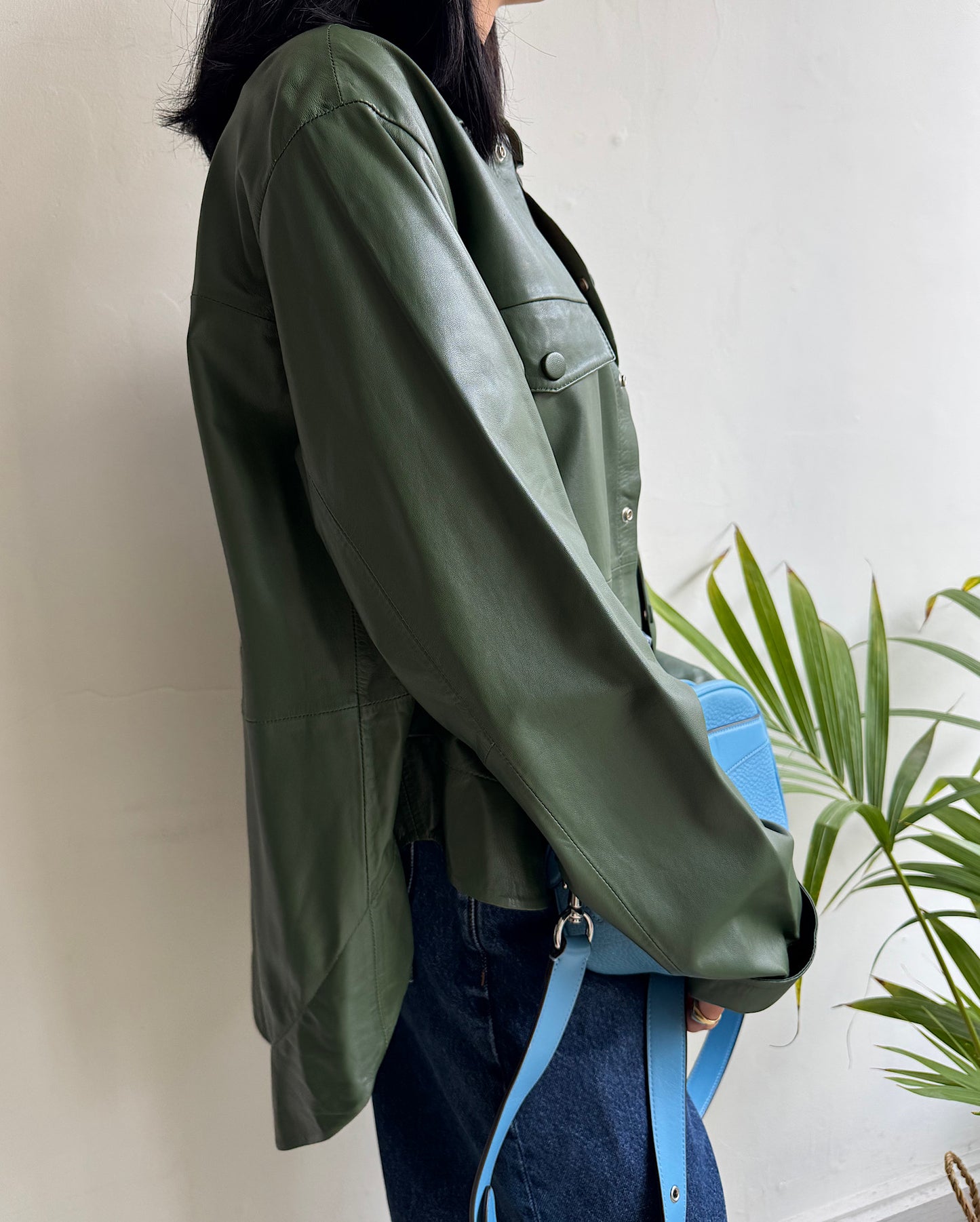 Green Leather Shirt ~ Size 12