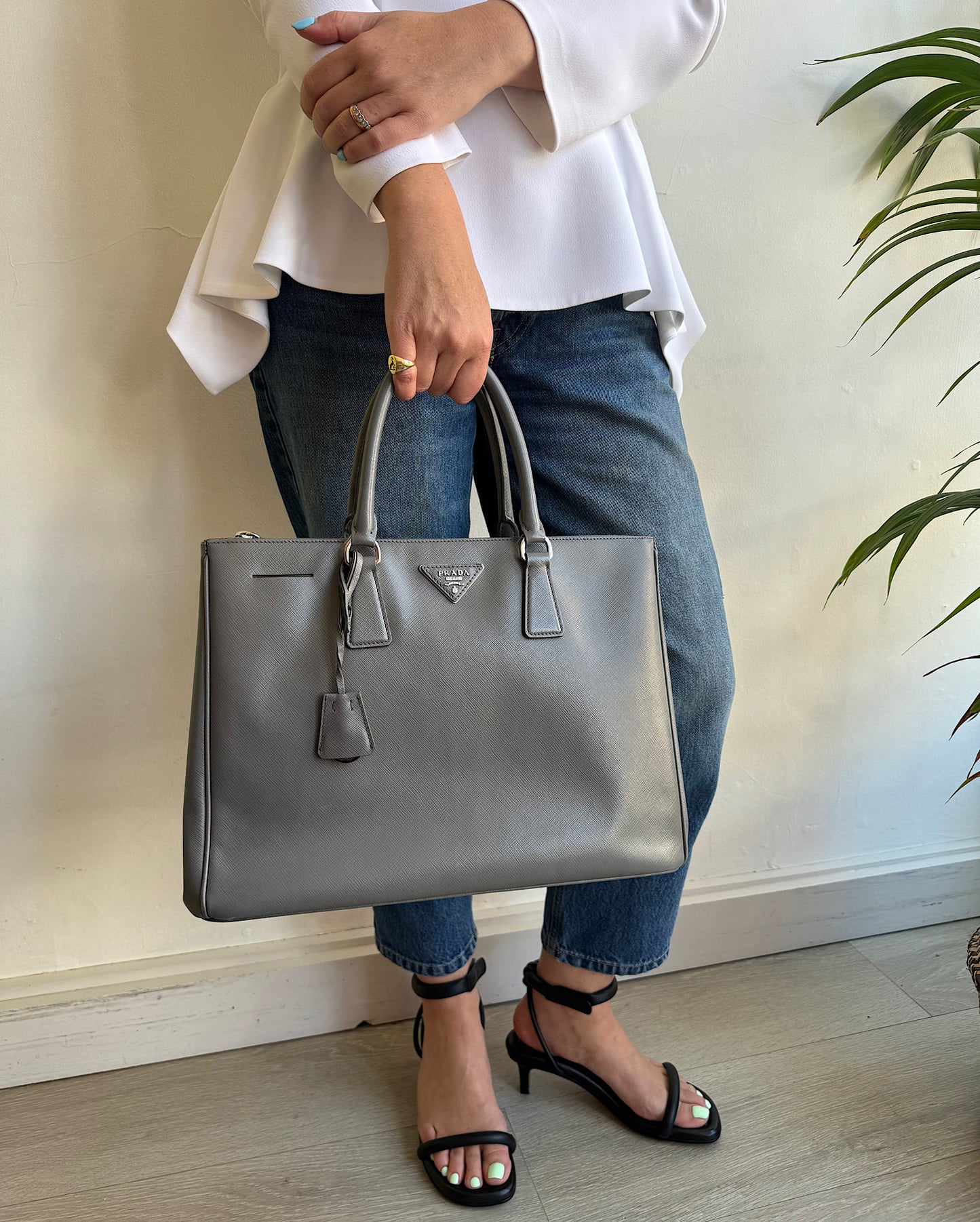 Grey Saffiano Tote