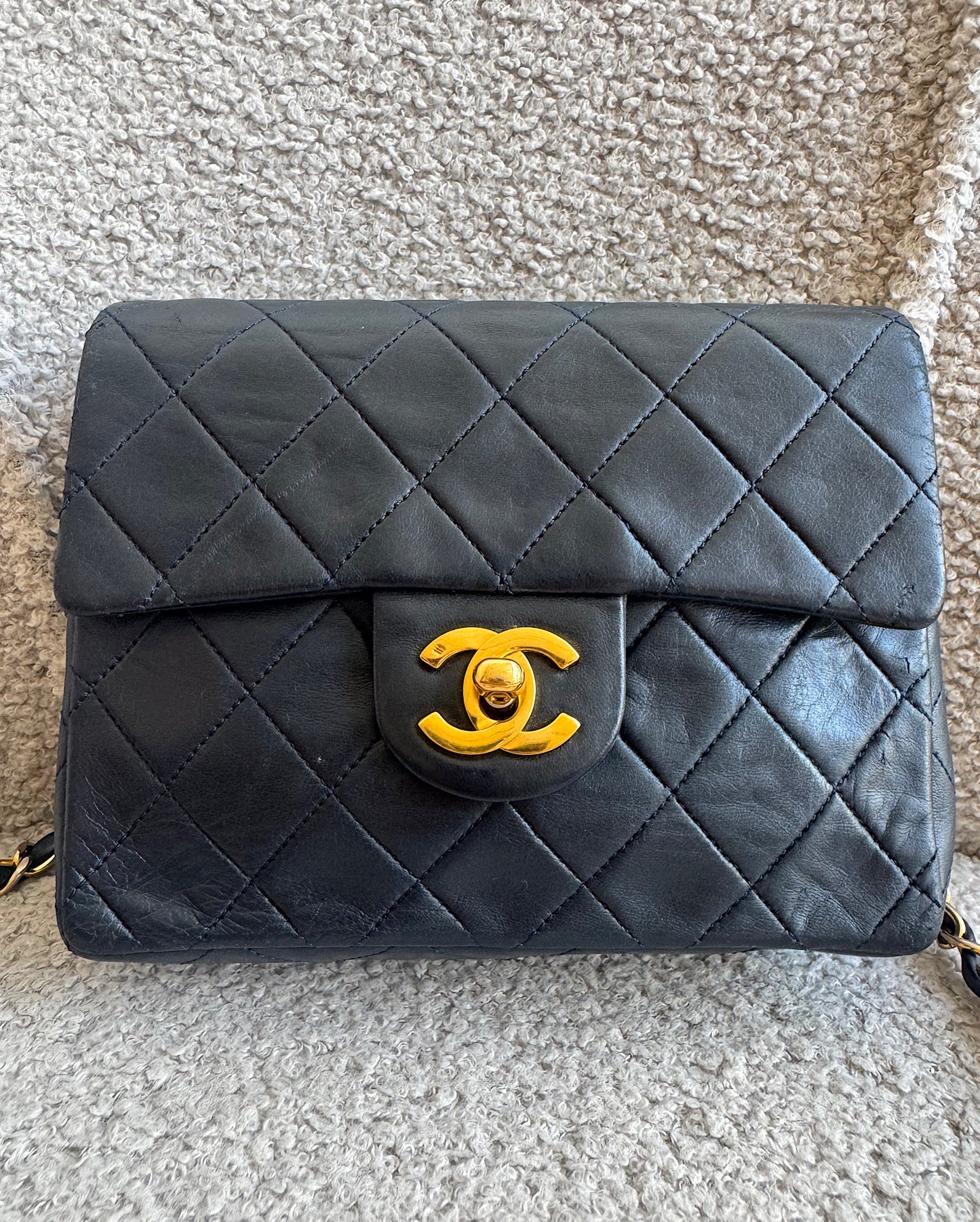 Chanel Navy Square Classic Flap Bag