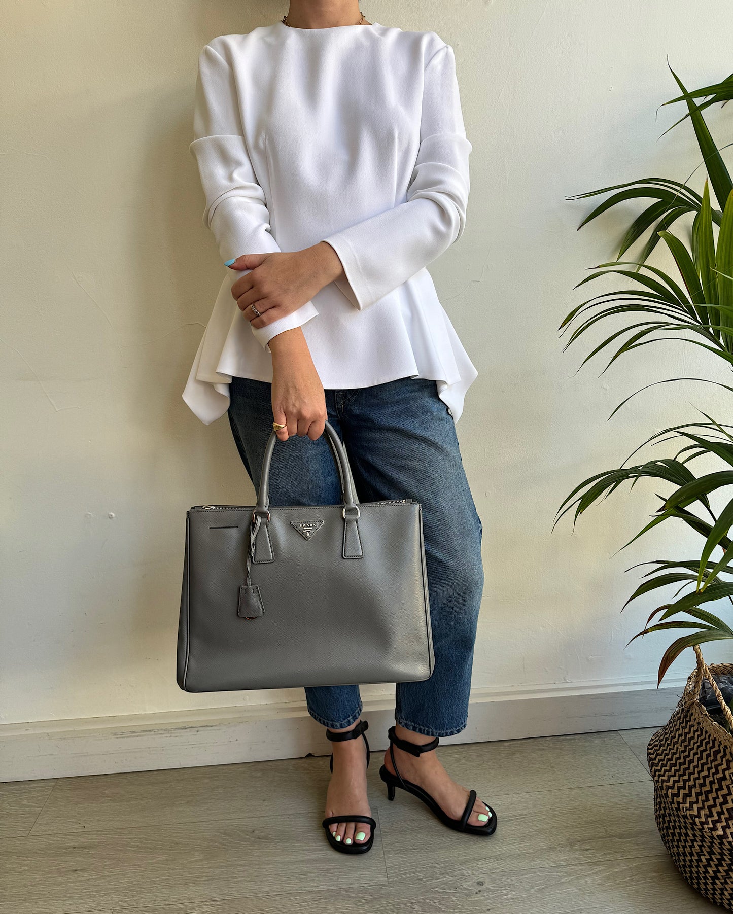 Grey Saffiano Tote