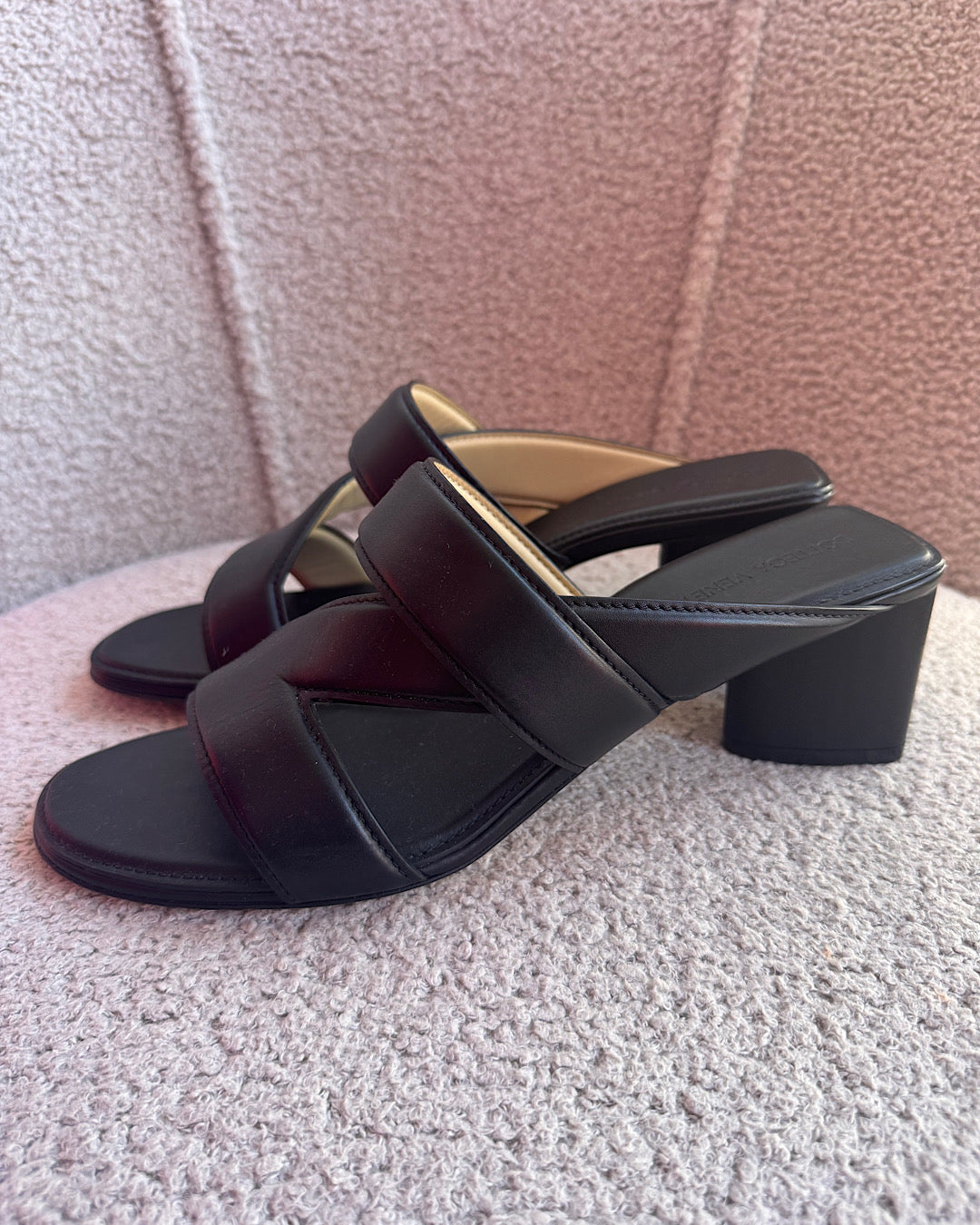 Bottega Veneta Black Leather Heeled Sandals ~ Size 5.5