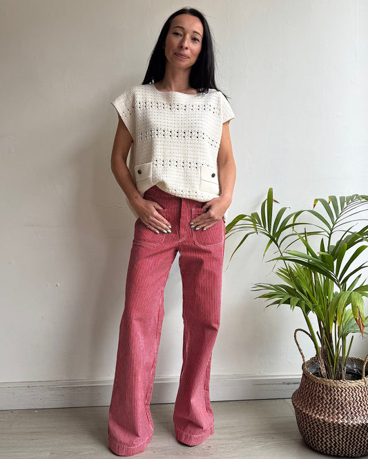 Masscob Red and White Stripe Trousers ~ Size 8