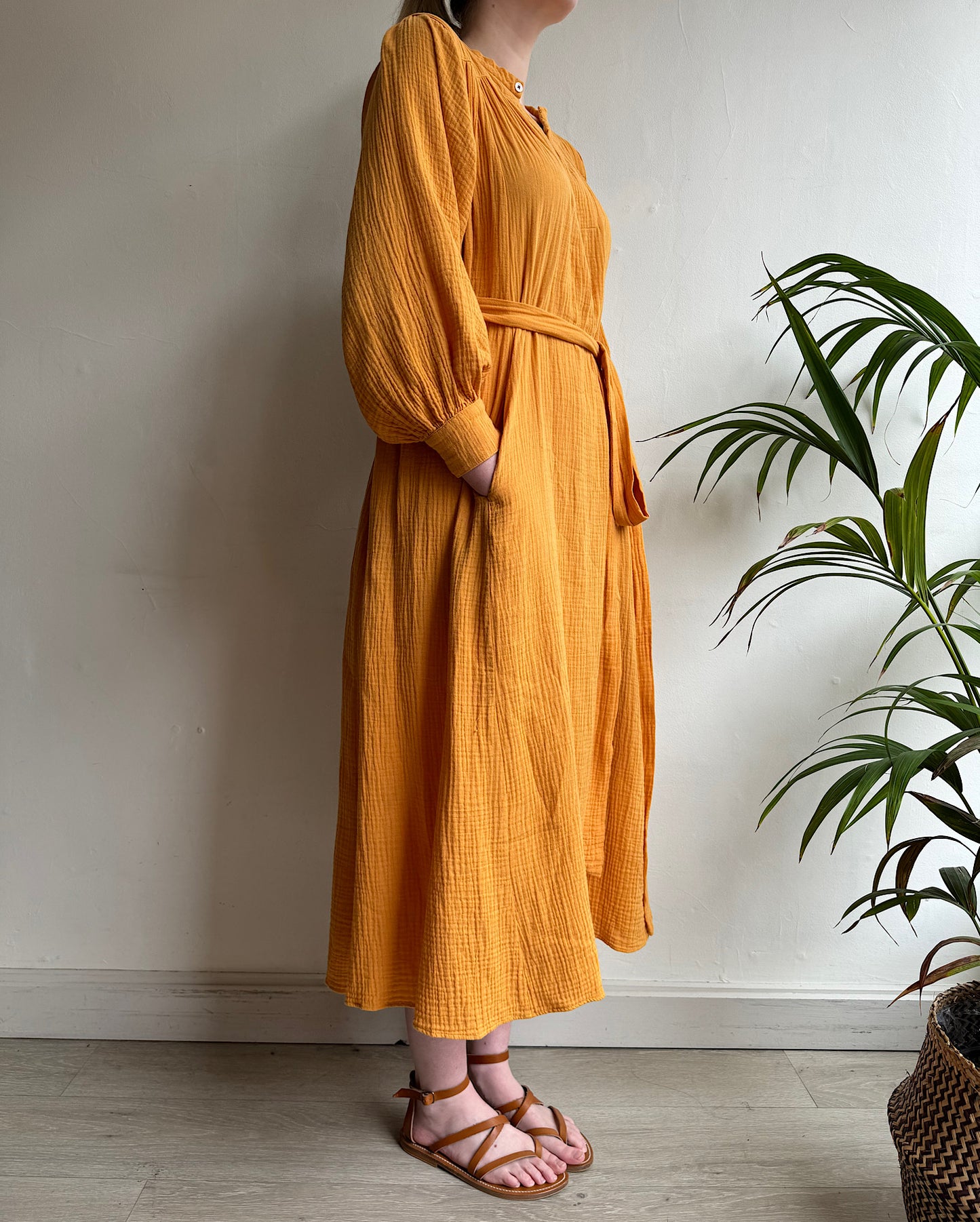 SALE Yellow Cheesecloth Dress ~ Size S