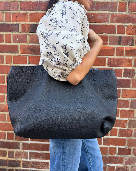 Fendi Black Grained Leather Tote