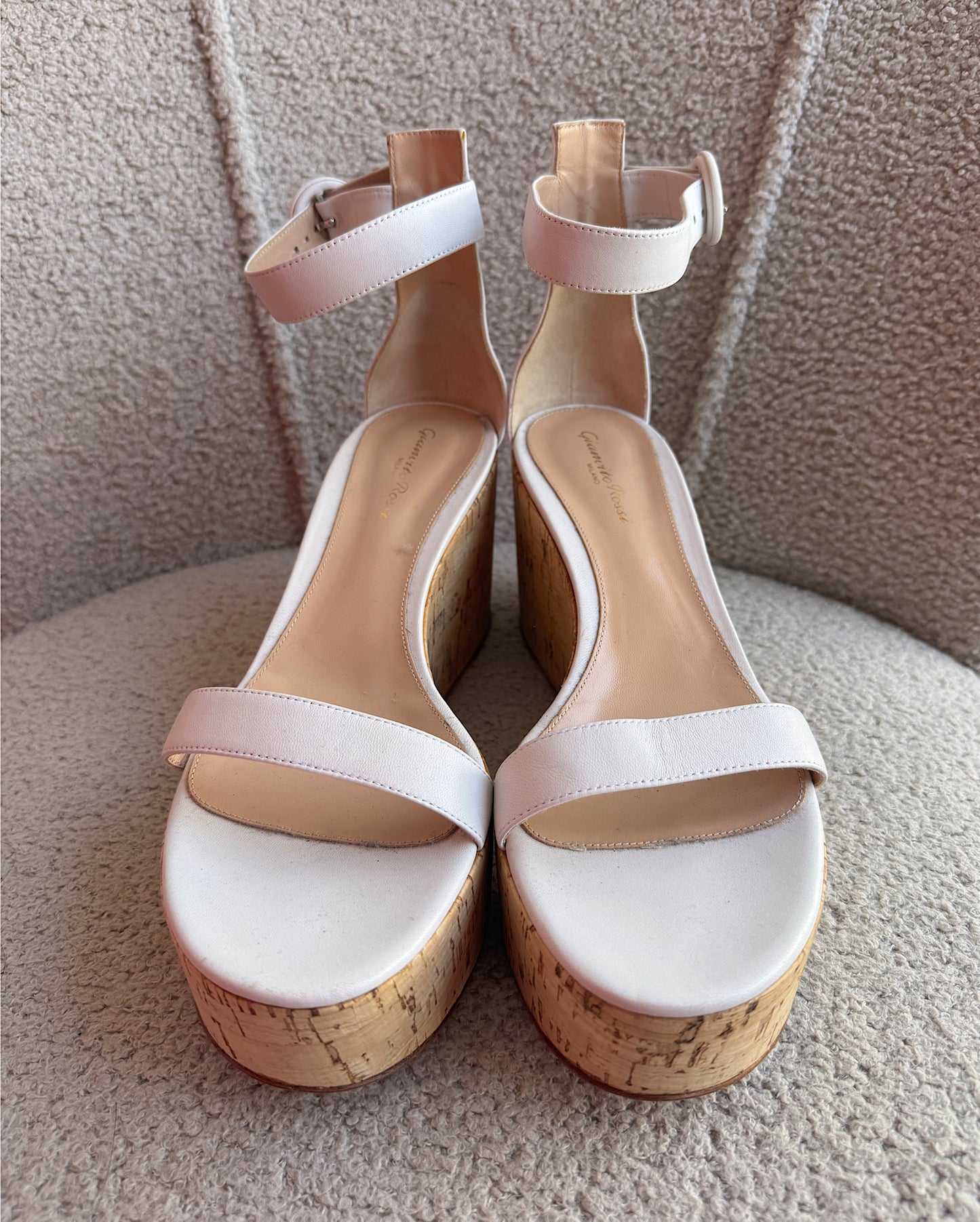 Gianvito Rossi White Wedges ~ Size 7