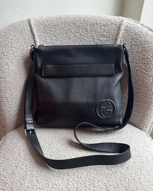 Gucci Black Leather Unisex Crossbody