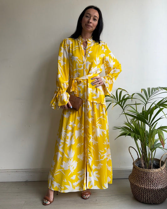 Beulah Yellow Silk Dress ~ Size 10