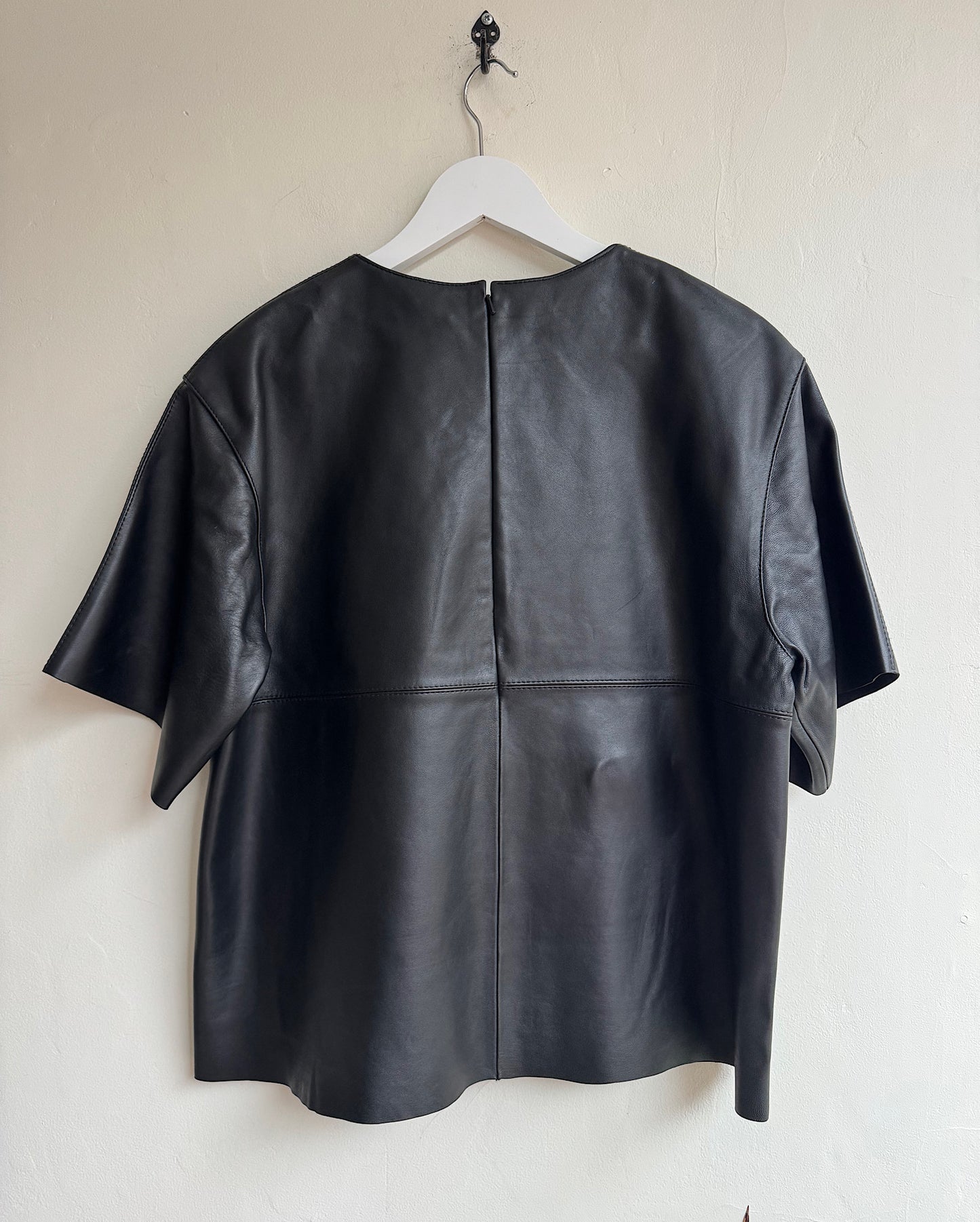 Black Leather Frieda Top ~ Size 10-12