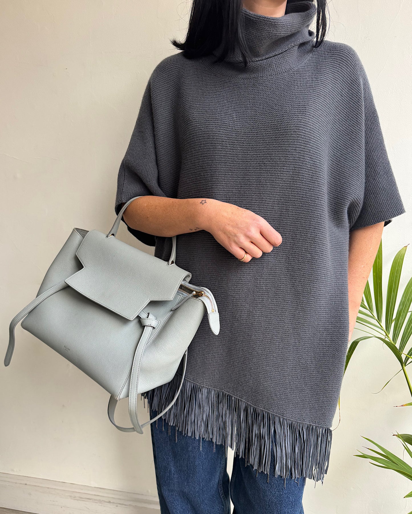 Grey Fringed Knit ~ Size M