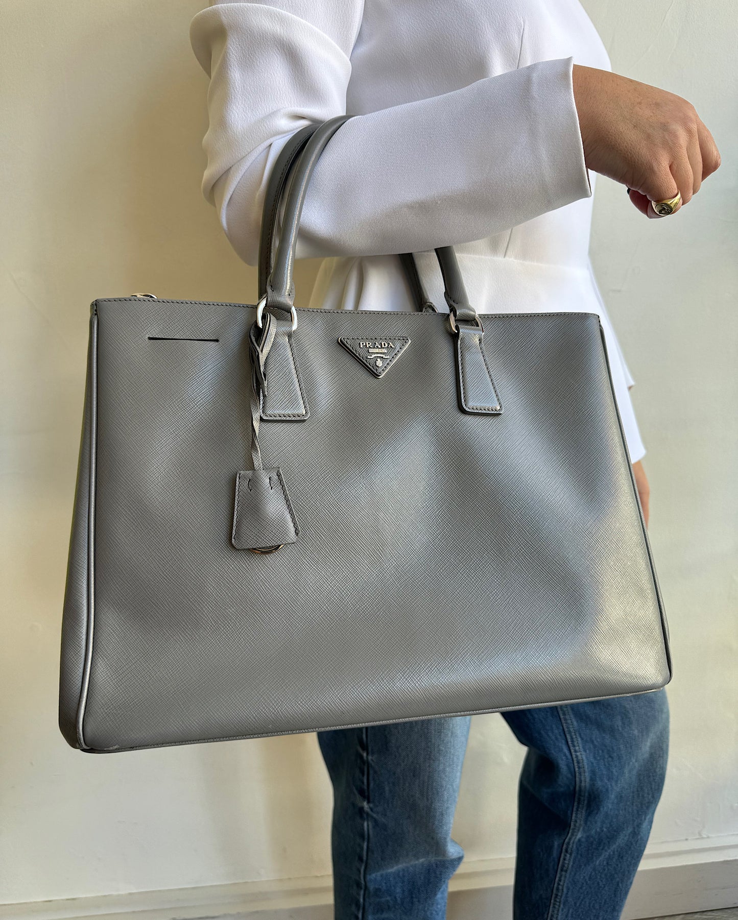 Grey Saffiano Tote