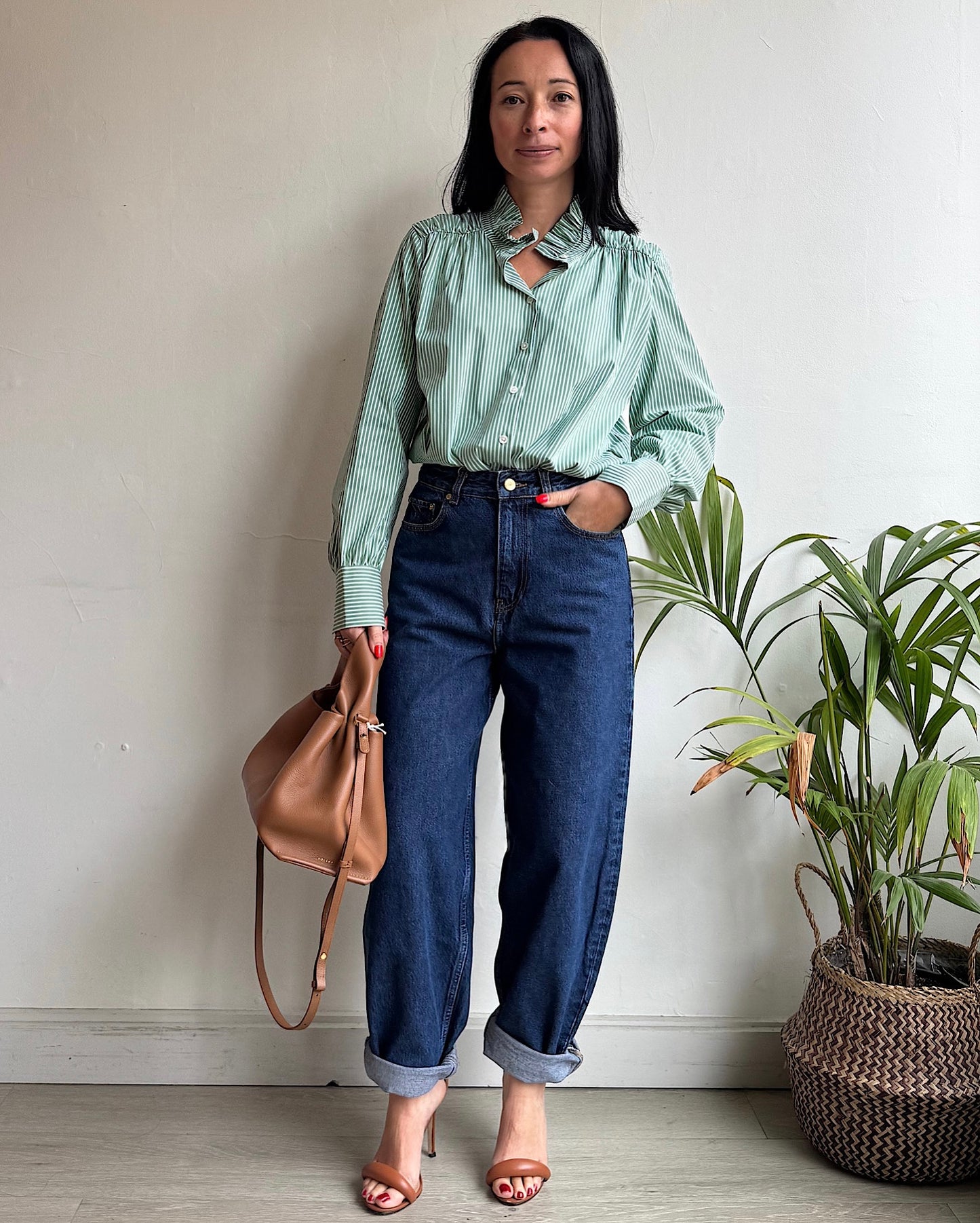 Green Striped Shirt ~ Size S