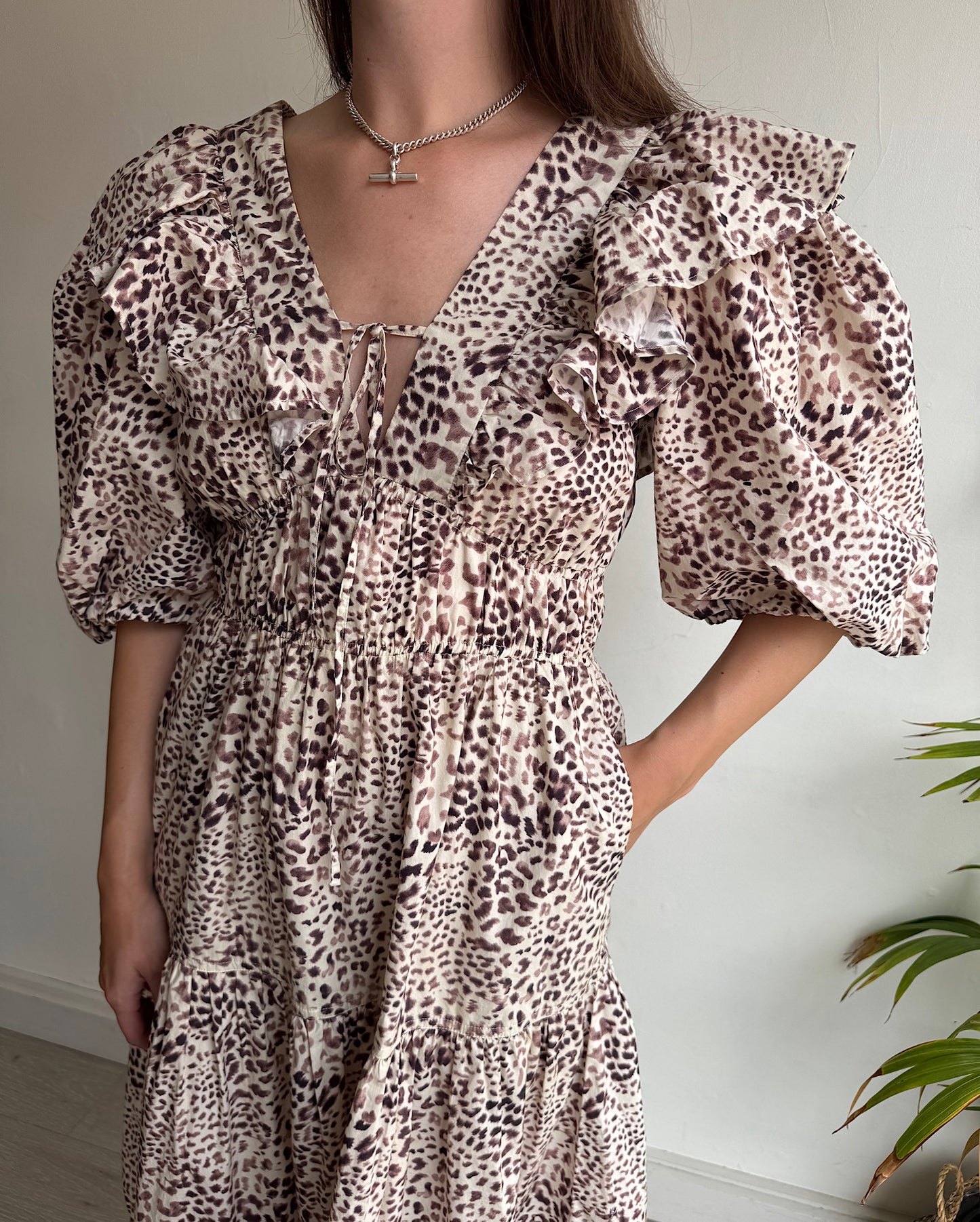 Animal Print Ruffle Dress ~ Size 10