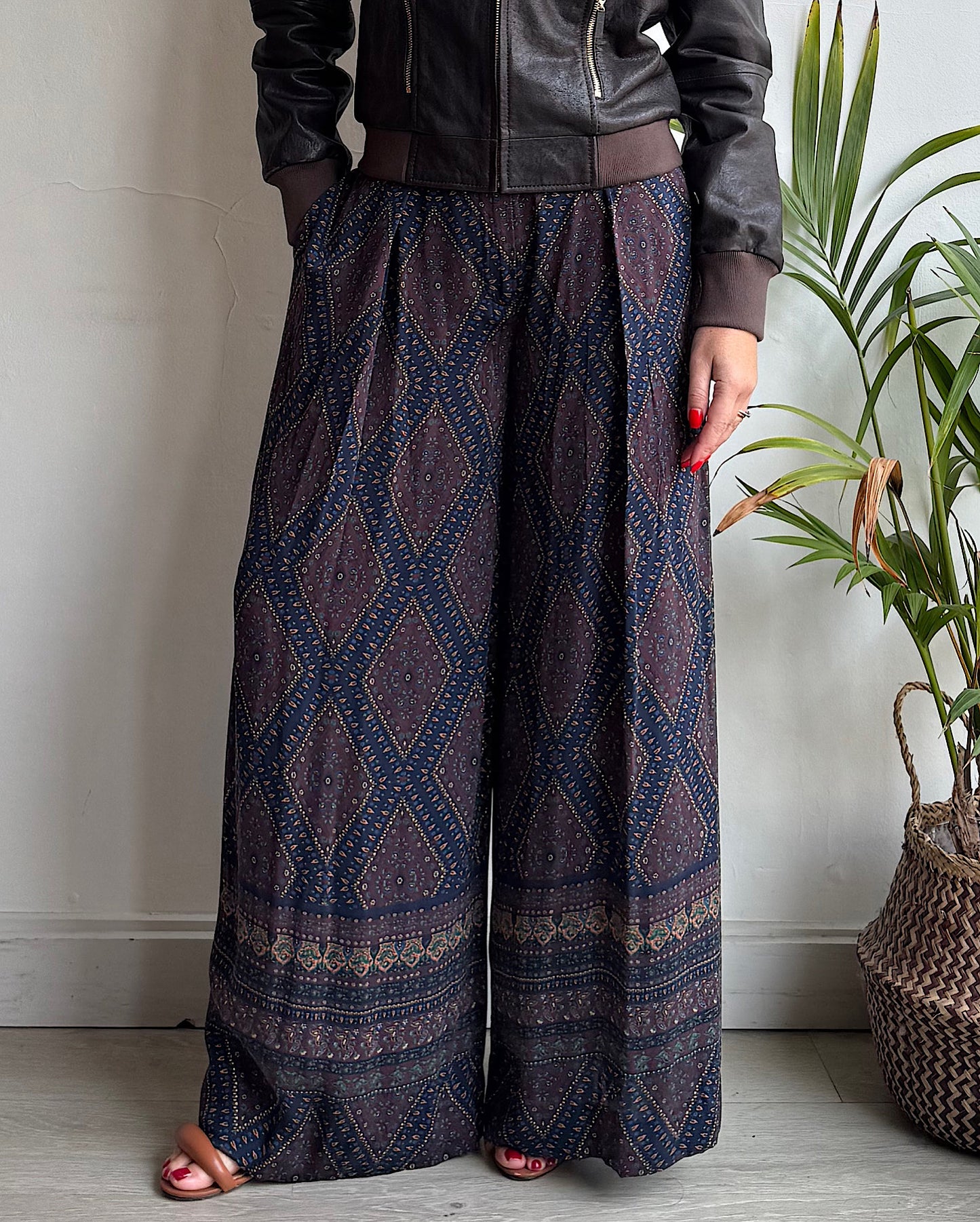 Patterned Silk Trousers ~ Size 8
