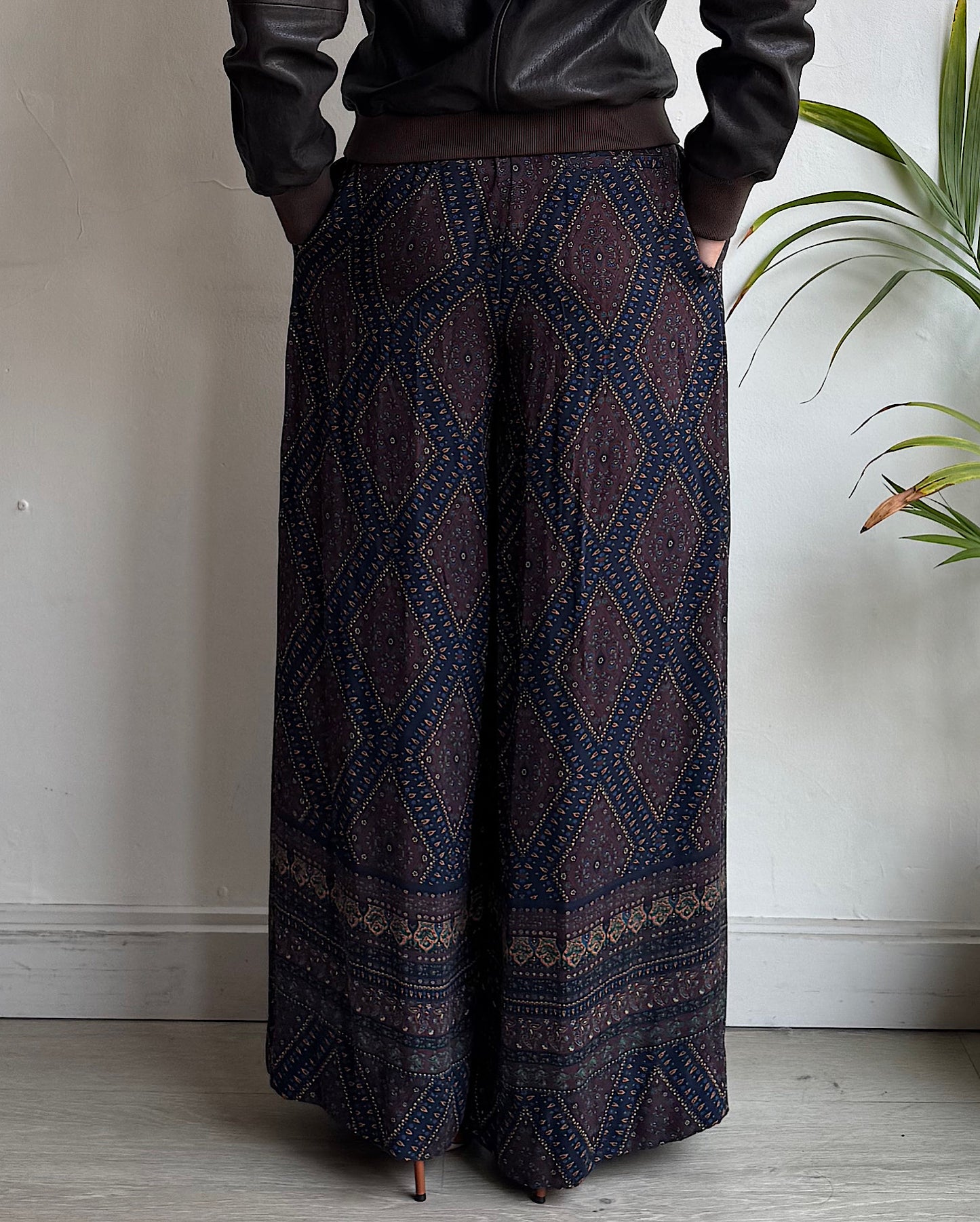 Patterned Silk Trousers ~ Size 8
