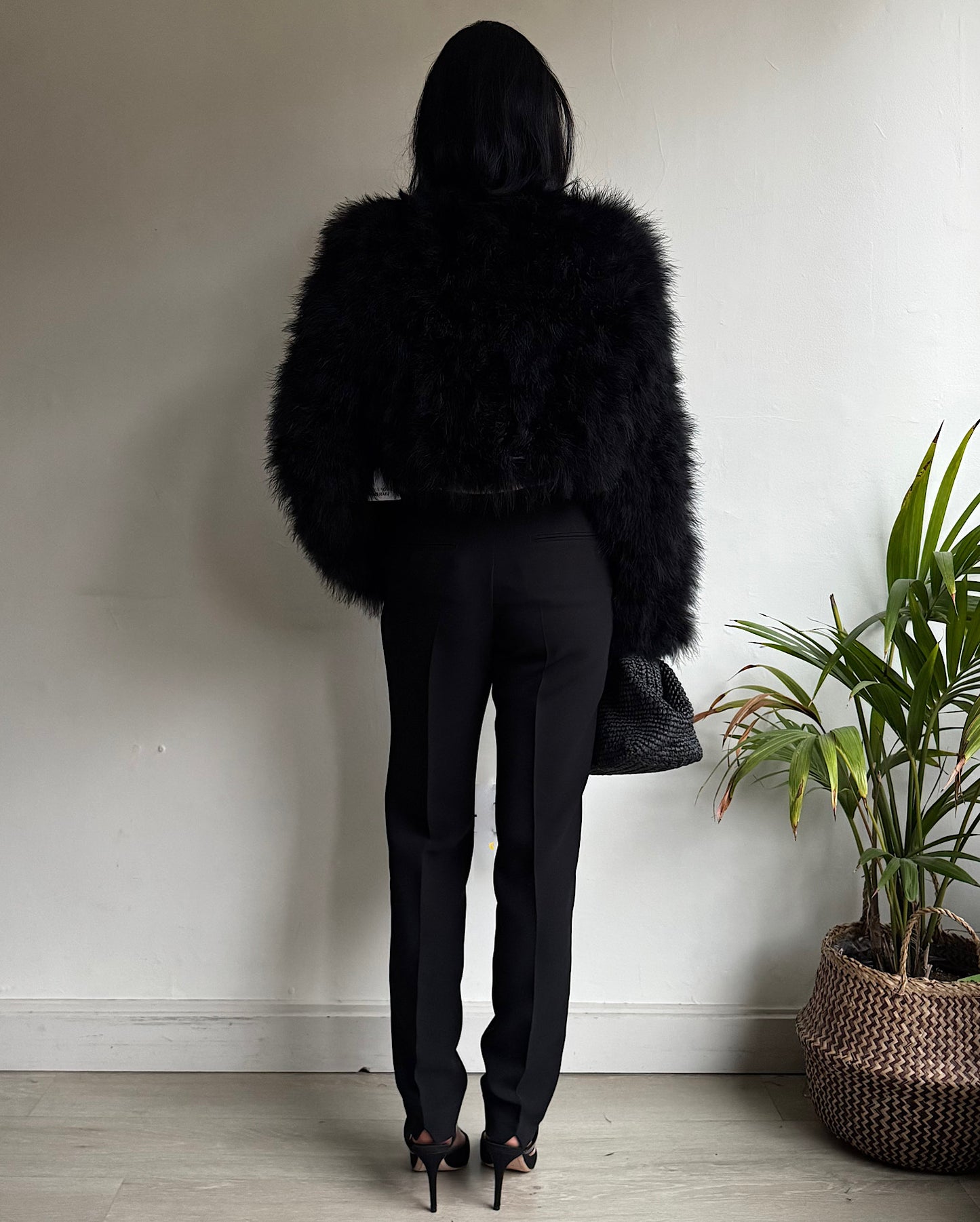 Black Faux Fur Jacket ~ Size S