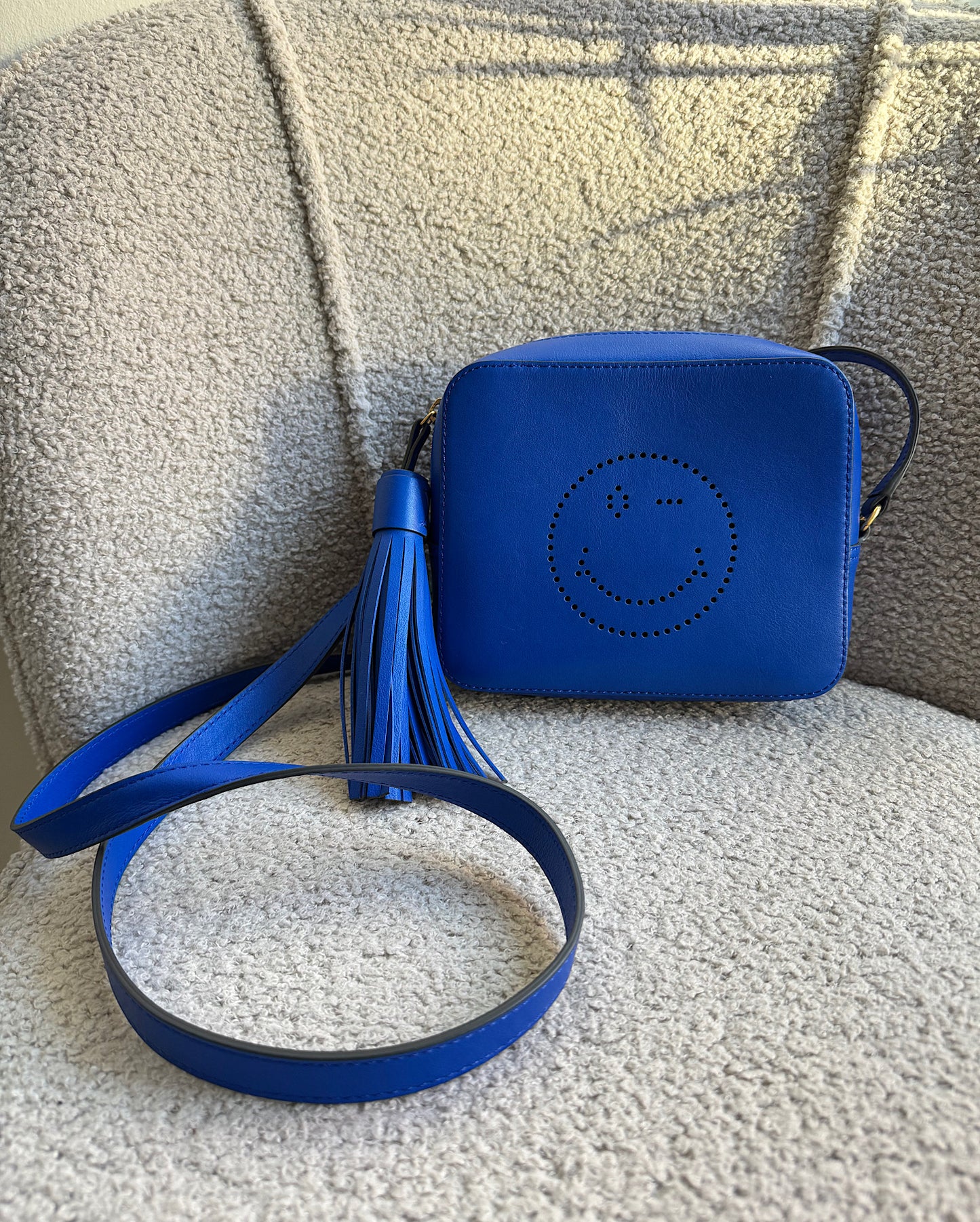 Blue Smiley Crossbody Bag